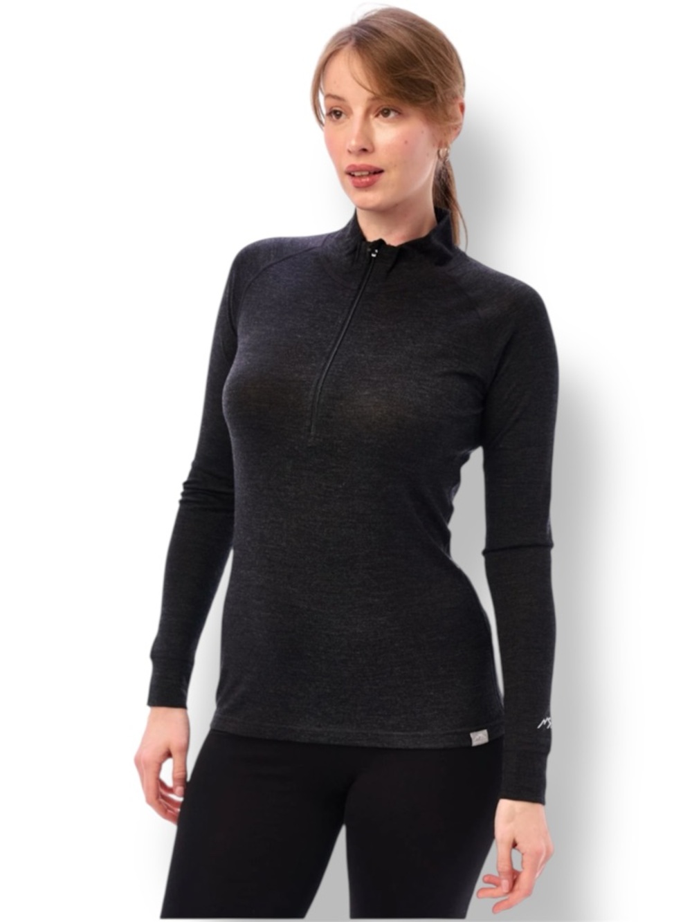 MERIWOOL Layers Midweight 250g 100% Merino Wool Quarter Zip Top In Charcoal M
